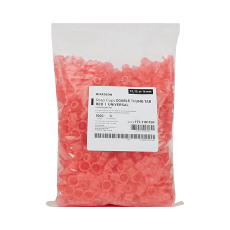 McKesson Tube Closure Polyethylene Snap Cap Red 12 mm / 13 mm / 16 mm (Universal) Fits Most 12mm, 13mm and 16mm Evacuated Glass Blood Collection Tubes and Plastic Test Tubes NonSterile - BeHope