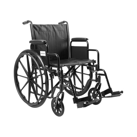 Wheelchair McKesson Dual Axle Desk Length Arm Swing-Away Footrest Black Upholstery 20 Inch Seat Width Adult 350 lbs. Weight Capacity - BeHope