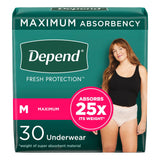 Female Adult Absorbent Underwear Depend® Fresh Protection Waistband Style Medium Disposable Heavy Absorbency - BeHope
