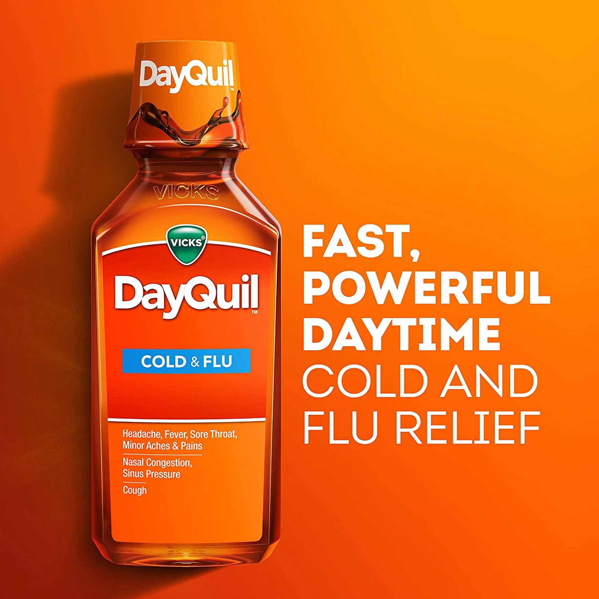 Cold and Cough Relief DayQuil® Cold & Flu 325 mg - 10 mg - 5 mg / 15 mL Strength Liquid 8 oz. - BeHope