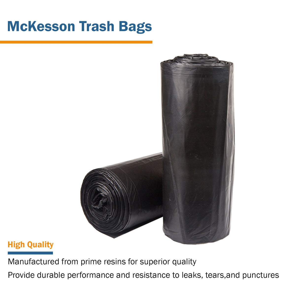 Trash Bag McKesson 56 gal. Black LLDPE 1.5 mil 43 X 47 Inch Star Seal Bottom Coreless Roll