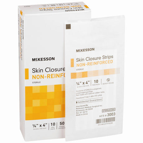 Skin Closure Strip McKesson 1/4 X 4 Inch Nonwoven Material Flexible Strip Tan - BeHope
