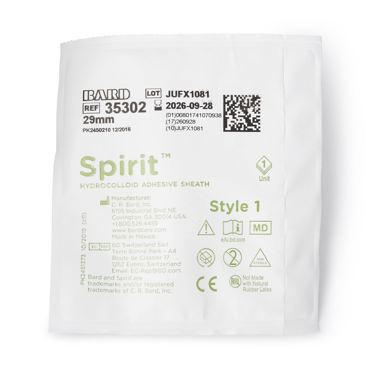 Male External Catheter Spirit1 Self-Adhesive Seal Hydrocolloid Silicone Medium