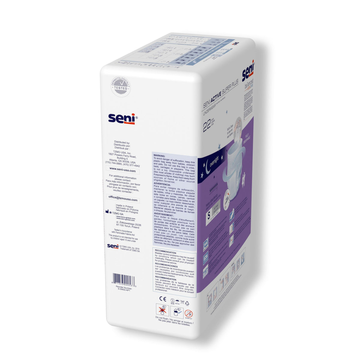 Unisex Adult Absorbent Underwear Seni Active Super Plus Pull On with Tear Away Seams Small Disposable Heavy Absorbency