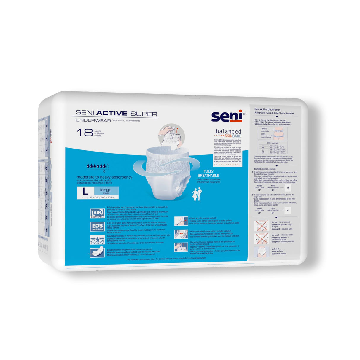 Unisex Adult Absorbent Underwear Seni® Active Super Pull On with Tear Away Seams Large Disposable Moderate Absorbency - BeHope