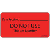 Pre-Printed / Write On Label MedVision Auxiliary Label Red Paper DATE RECEIVED_______/DO NOT USE This Lot Number Black Quality Control Label 1-1/2 X 2-15/16 Inch - BeHope