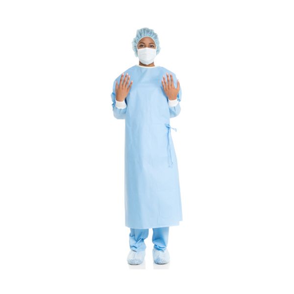 Non-reinforced Surgical Gown Ultra Large Blue Nonsterile Aami Level 3 Disposable - Behope
