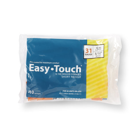 Standard Insulin Syringe with Needle EasyTouch™ 0.5 mL 5/16 Inch 31 Gauge NonSafety Thin Wall - BeHope