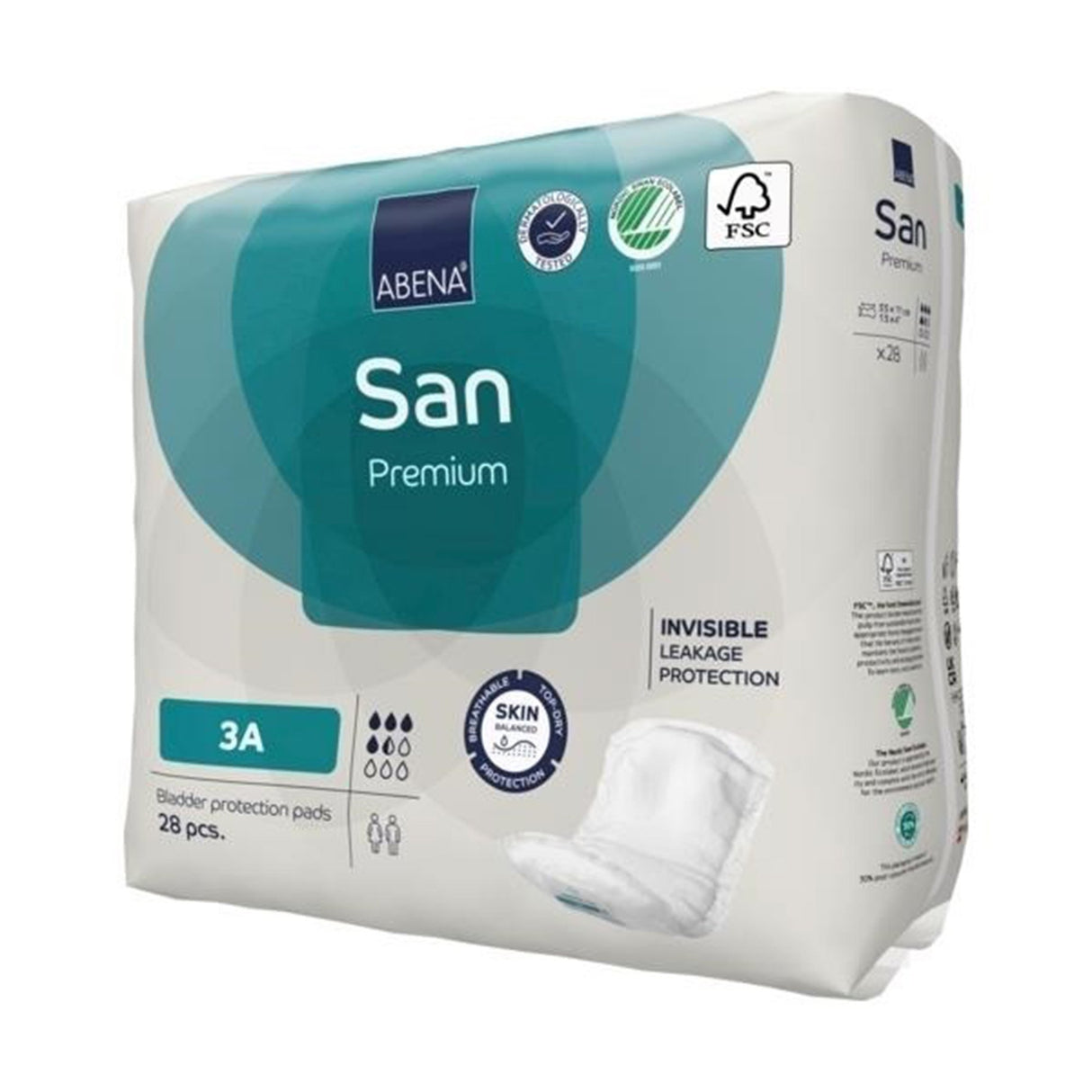 Bladder Control Pad Abena® San Premium 4.3 X 12.9 Inch Moderate Absorbency Fluff / Polymer Core Size 3A - BeHope