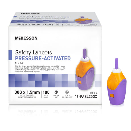 Safety Lancet McKesson 30 Gauge Retractable Pressure Activated Finger - BeHope
