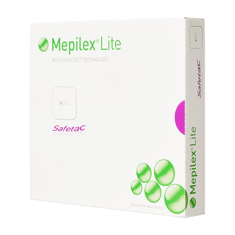 Thin Foam Dressing Mepilex Lite 8 X 20 Inch Without Border Film Backing Silicone Adhesive Rectangle Sterile