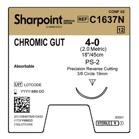 Absorbable Suture With Needle Surgical Specialties™ Chromic Gut Precision Reverse Cutting - BeHope