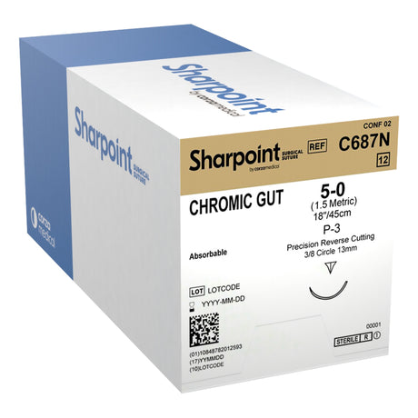 Absorbable Suture With Needle Surgical Specialties™ Chromic Gut Precision Reverse Cutting - BeHope