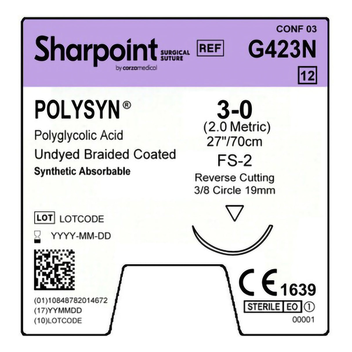 Absorbable Polyglycolic Acid Suture With Coated Precision Reverse Cutting Needle Polysyn™ - BeHope