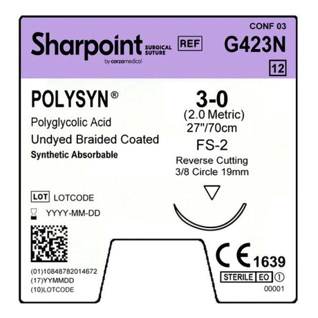 Absorbable Polyglycolic Acid Suture With Coated Precision Reverse Cutting Needle Polysyn™ - BeHope