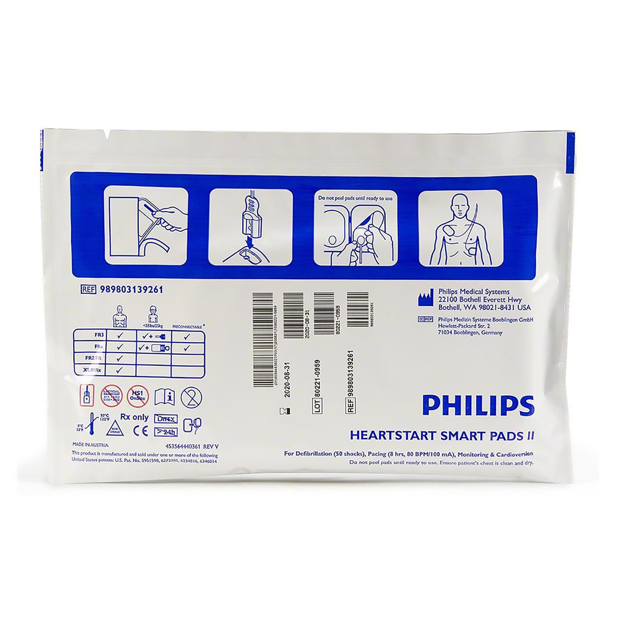 AED Defibrillator Pads Philips Heartstart SMART Pads II - BeHope