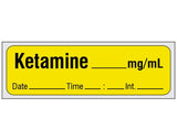 Drug Label Shamrock Syringe Label Ketamine mg/mL Date_Time_Int_ Yellow 1/2 X 1 Inch - BeHope