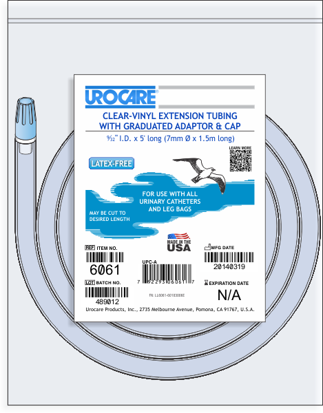 Extension Tube Urocare® 60 Inch, Clear, Vinyl, Adaptor & Cap, NonSterile - BeHope