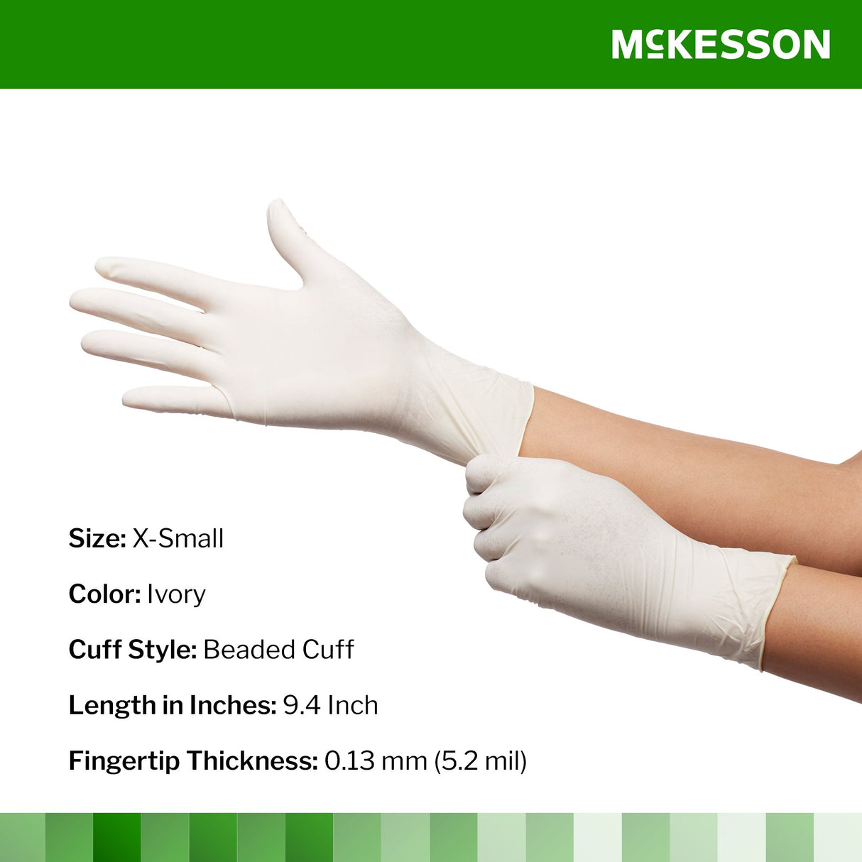 Exam Glove McKesson Confiderm® CL X-Small NonSterile Latex Standard Cuff Length Textured Fingertips Ivory Not Rated - BeHope