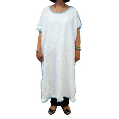 Shower Poncho White One Size Fits Most Open Sides Snap Closure Unisex Reusable - BeHope