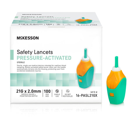 Safety Lancet McKesson 21 Gauge Retractable Pressure Activated Finger - BeHope