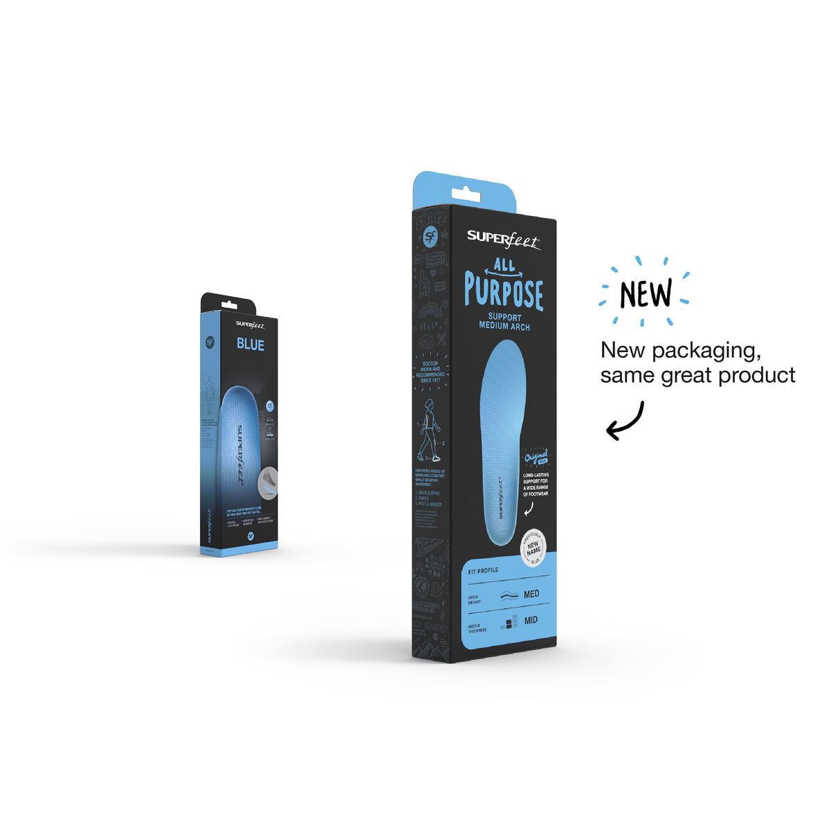 Insole Superfeet® High Density Foam Women 6.5 to 8 / Men 5.5 to 7 Blue - BeHope