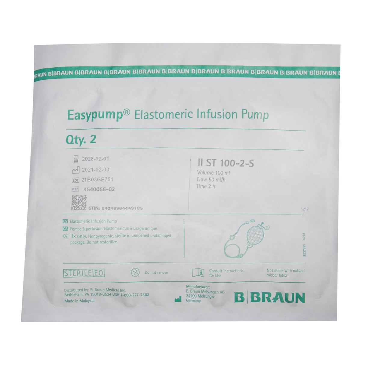 Elastomeric Pump Easypump® II 100 mL Volume 50 mL / Hr. Flow Rate - BeHope
