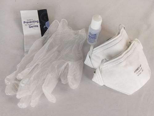 Masques N95 - Kit de protection contre les germes (2 masques, 1 désinfectant pour les mains, 1 paire de gants)