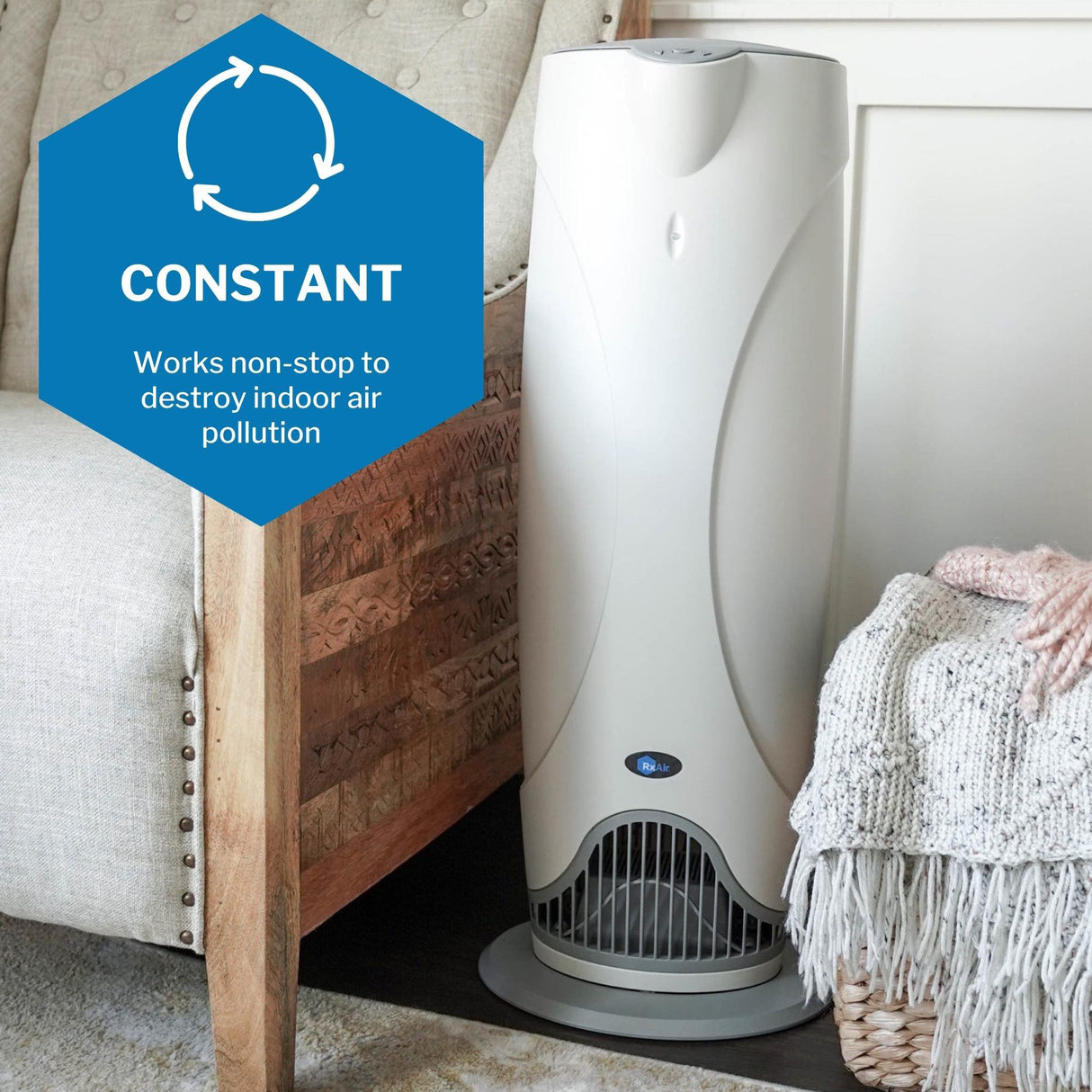 RxAir® Air Purifier 800 Square Feet 32 X 12-1/2 X 9-1/2 Inch 120 V UltraViolet Light - BeHope