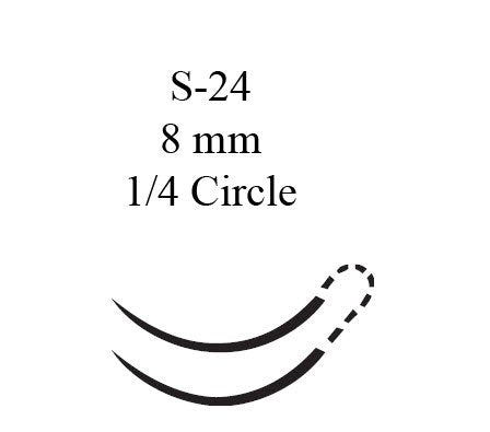 Absorbable Suture with Needle Coated Vicryl™ Polyglactin 910 S-24 1/4 Circle Spatula Needle Size 6-0 Braided - BeHope