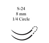 Absorbable Suture with Needle Coated Vicryl™ Polyglactin 910 S-24 1/4 Circle Spatula Needle Size 6-0 Braided - BeHope