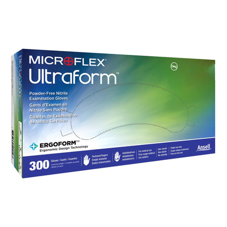 Exam Glove Ultraform® Small / Medium NonSterile Nitrile Standard Cuff Length Textured Fingertips Blue Not Rated - BeHope