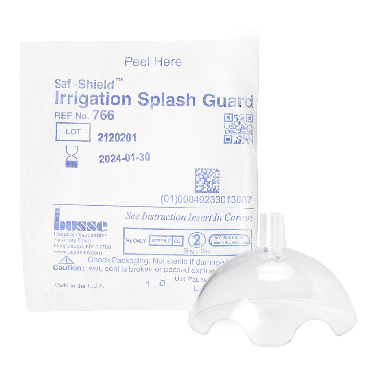 Irrigation Splash Guard Saf-Shield* 2 Exit Portals, Clear, Plastic, Angled Inlet, Sterile - BeHope