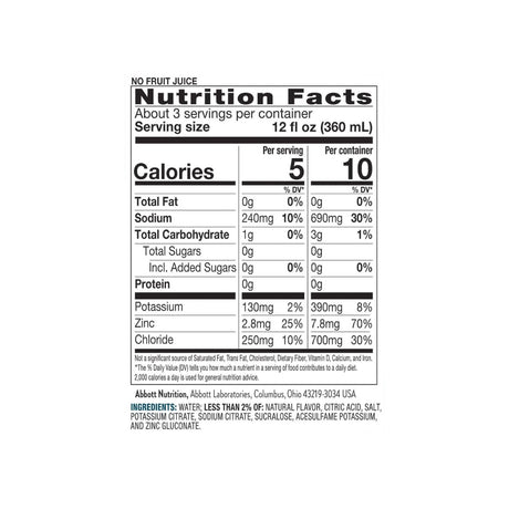 Oral Electrolyte Solution Pedialyte Zero Sugar Berry Frost Flavor 33.8 oz. Electrolyte