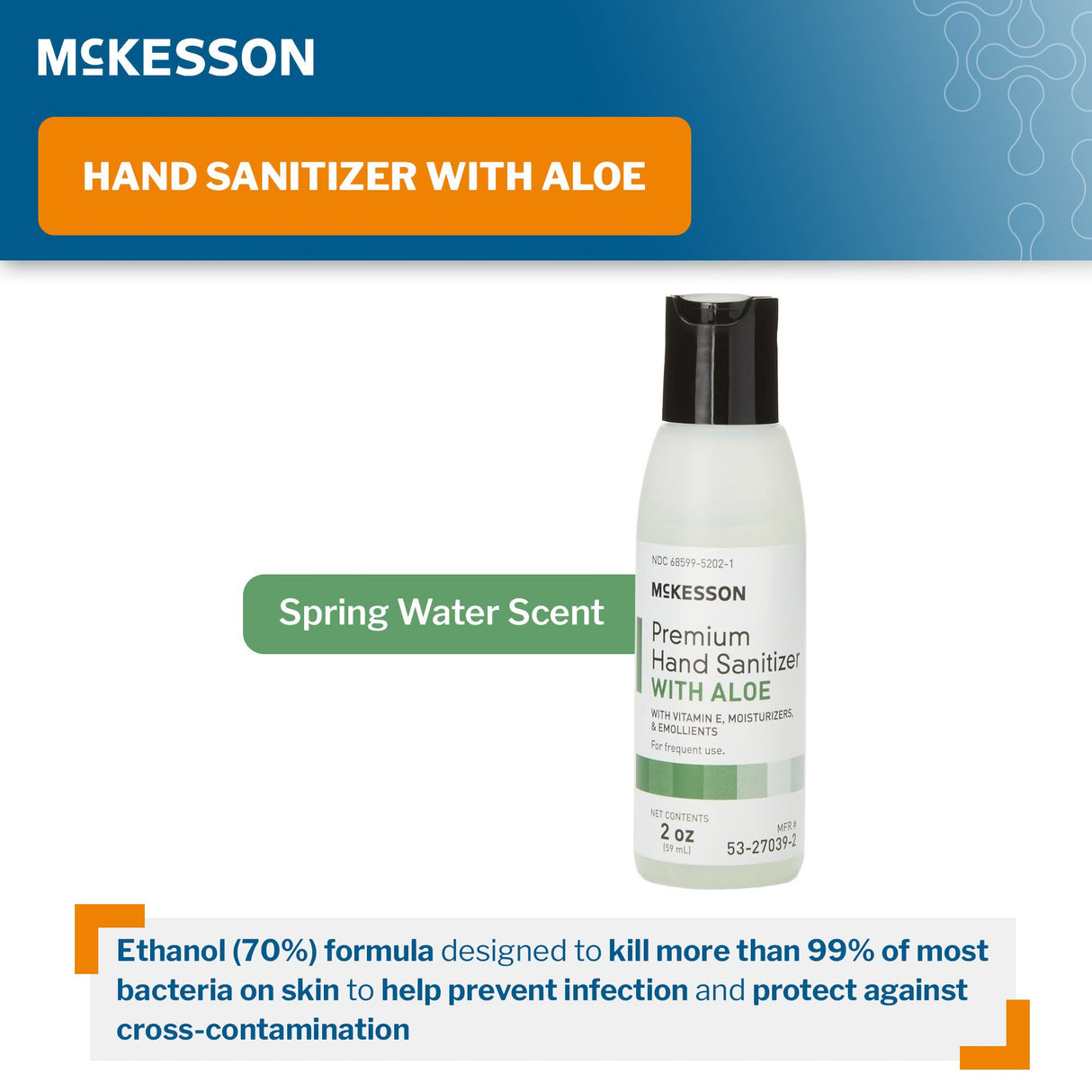Hand Sanitizer with Aloe McKesson Premium Ethyl Alcohol Gel Kills Bacteria - BeHope