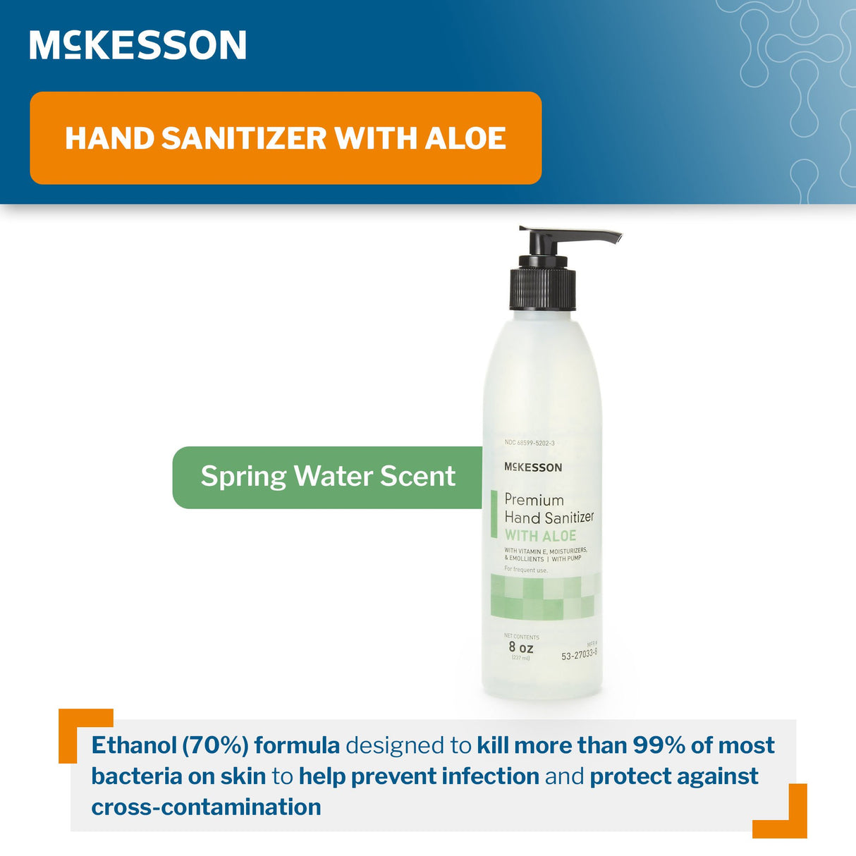 Hand Sanitizer with Aloe McKesson Premium Ethyl Alcohol Gel Kills Bacteria - BeHope