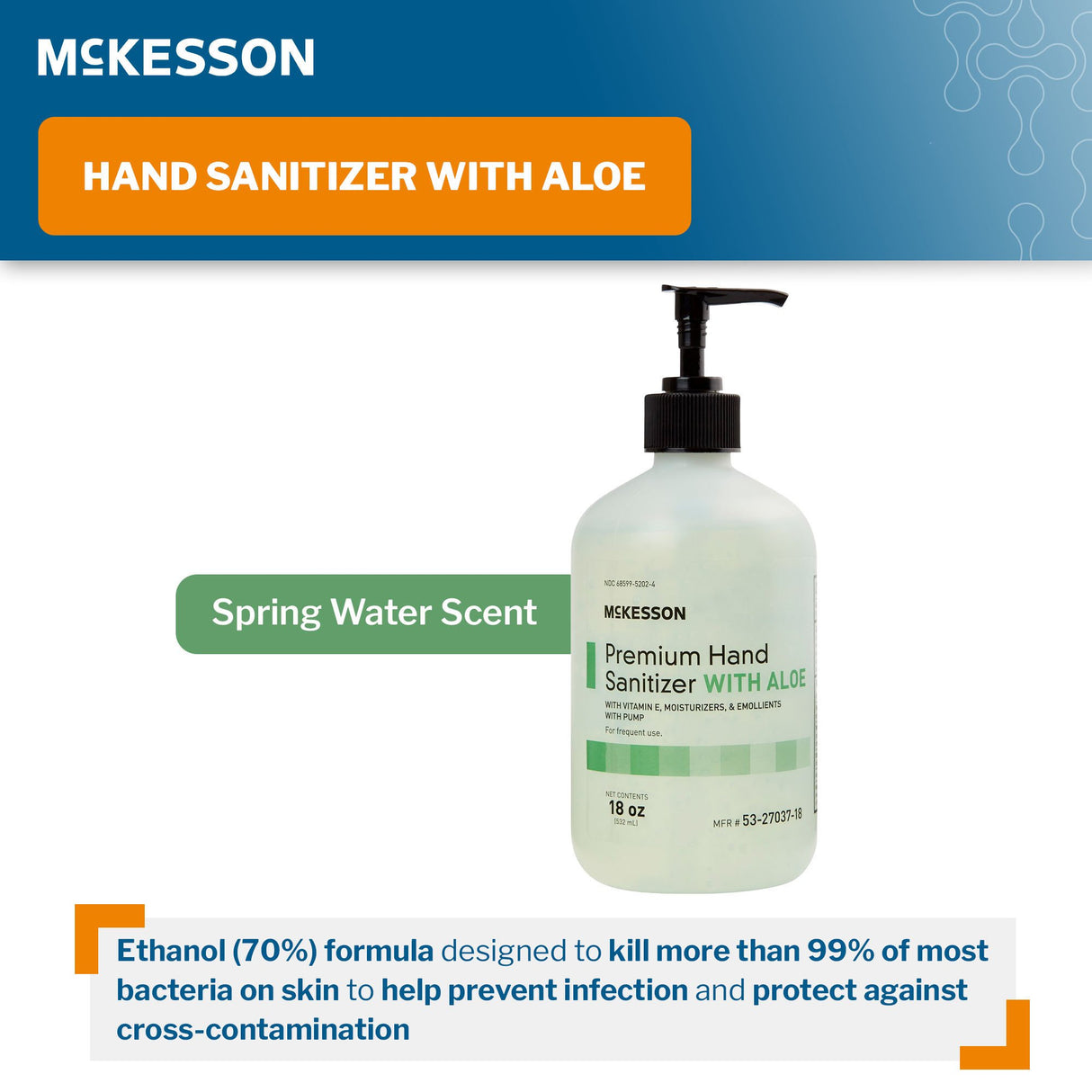 Hand Sanitizer with Aloe McKesson Premium Ethyl Alcohol Gel Kills Bacteria - BeHope