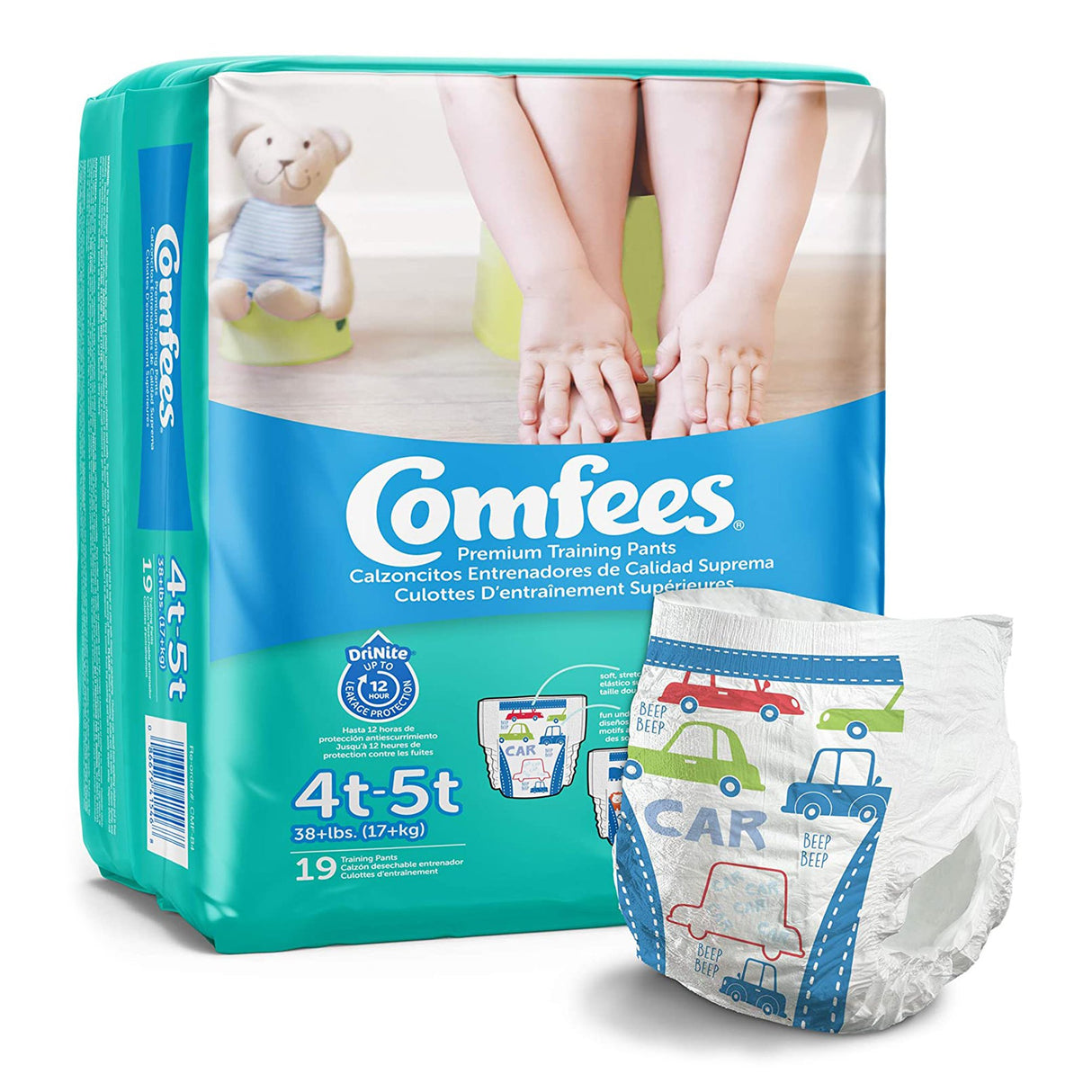 Male Toddler Training Pants Comfees® Pull On with Tear Away Seams Size 4T to 5T Disposable Moderate Absorbency - BeHope