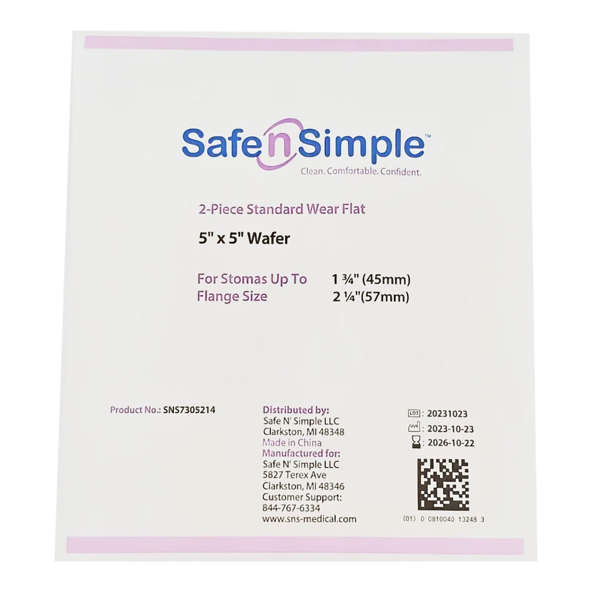 Ostomy Barrier Safe n Simple™ Trim to Fit, Standard Wear Flexible Tape 57 mm Flange Up to 1-3/4 Inch Opening 5 X 5 Inch - BeHope