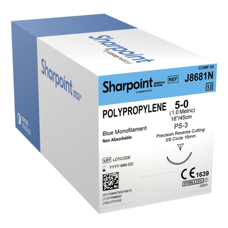 Nonabsorbable Suture With Needle Surgical Specialties™ Polypropylene Precision Reverse Cutting Monofilament - BeHope