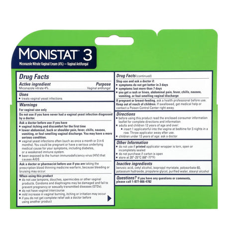 Vaginal Antifungal Monistat® 3 4% Strength Suppository 3 per Box Bottle - BeHope
