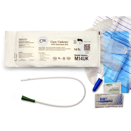 Intermittent Closed System Catheter Cure Catheter® Closed System Male / Straight Tip 14 Fr. Uncoated PVC - BeHope