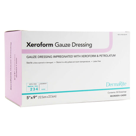 Xeroform Petrolatum Impregnated Dressing Xeroformâ„¢ Rectangle 5 X 9 Inch Sterile - BeHope