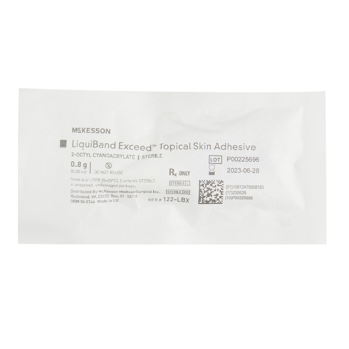 Skin Adhesive McKesson LiquiBand® Exceed™ 0.8 mL Liquid Precision and Dome Applicator Tip 2-Octyl Cyanoacrylate - BeHope