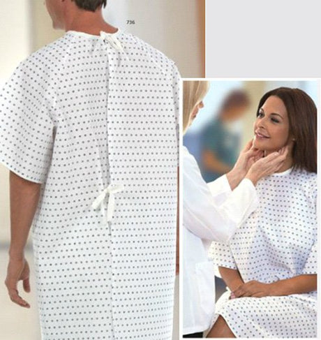 Patient Exam Gown Medium / Large Snowflake Print Reusable - BeHope