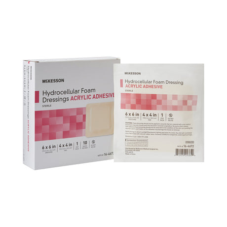 Foam Dressing McKesson 6 X 6 Inch With Border Film Backing Acrylic Adhesive Square Sterile - BeHope