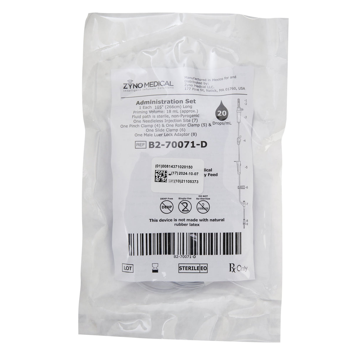 IV Pump Set Z-800 Pump Without Filter with Luer Lock Clamps - BeHope