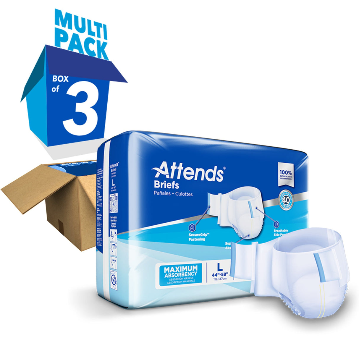 Attends® Adult Unisex Disposable Briefs with Maximum Absorbency - BeHope