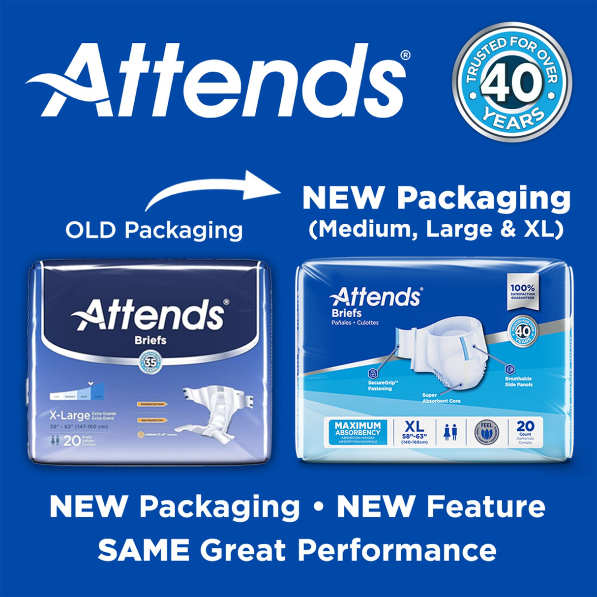 Attends® Adult Unisex Disposable Briefs with Maximum Absorbency - BeHope