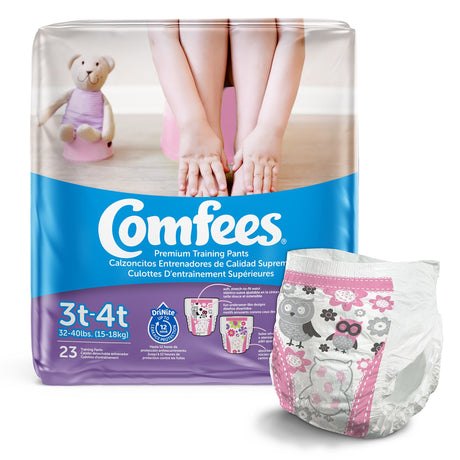 Female Toddler Training Pants Comfees® Pull On with Tear Away Seams Size 3T to 4T Disposable Moderate Absorbency - BeHope